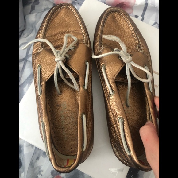 Gold Jcrew/sperry boat shoes